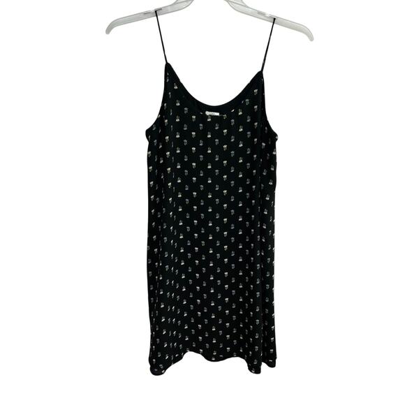 Minimalist romantic slip dress Blue Rain black daisy print soft girl size M - Picture 1 of 7